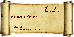 Blumm Léna névjegykártya